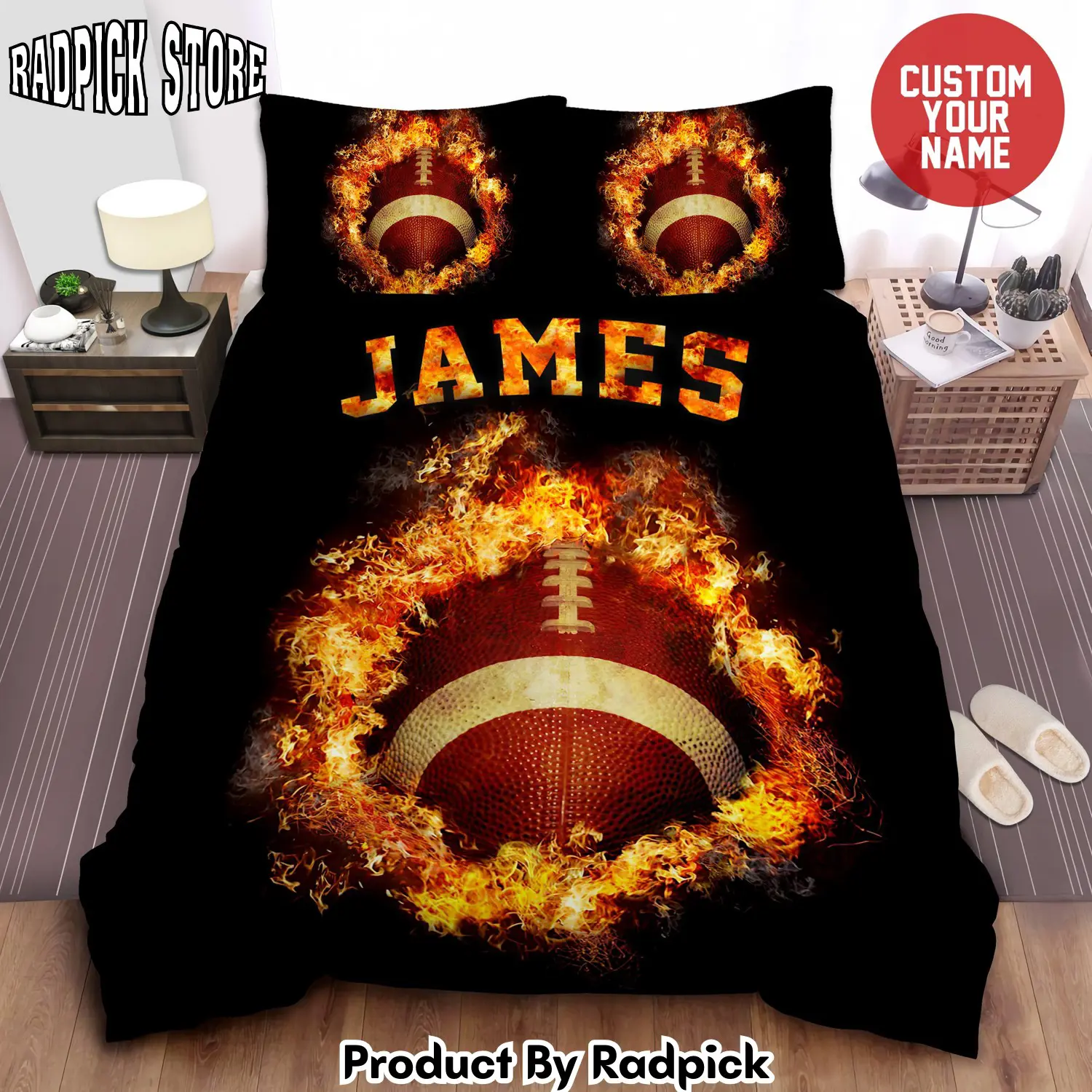 Radpick american football burning black bed sheets personalized duvet cover bedding sets rp3278812